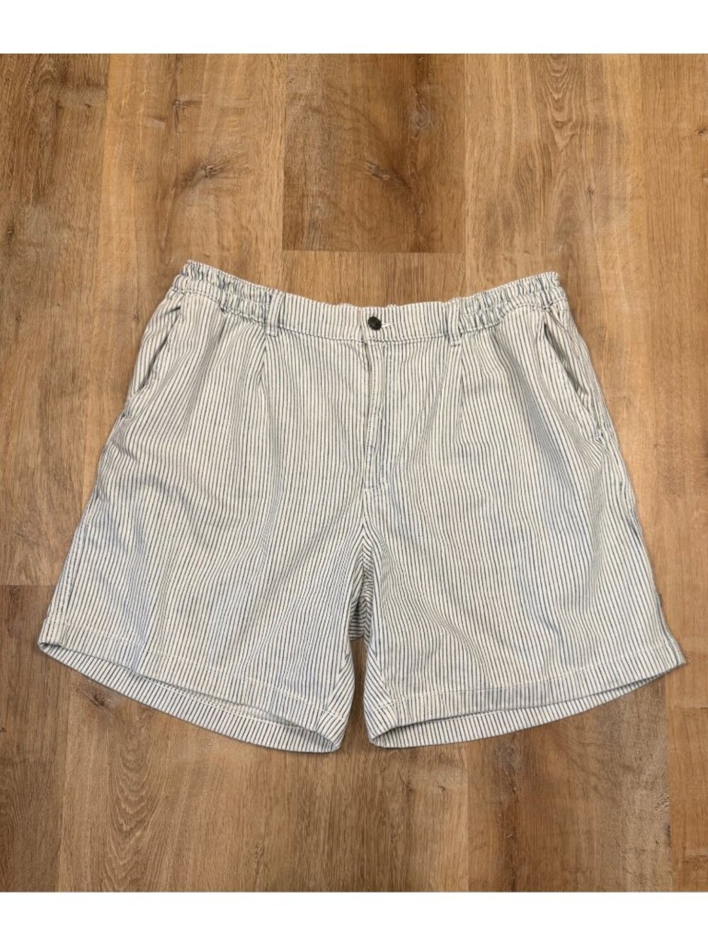 Aerie Womens Blue & White Striped Cotton Shorts XL Elastic Waist Pockets NWT